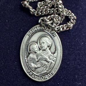 New Saint Joseph Silver Pendant Necklace pewter